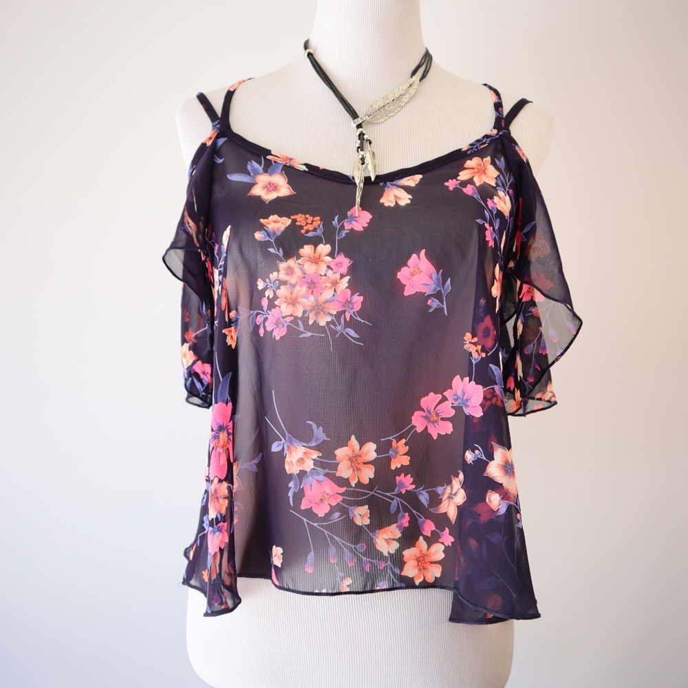 🌼4 for $20 Focus Floral Sheer Top